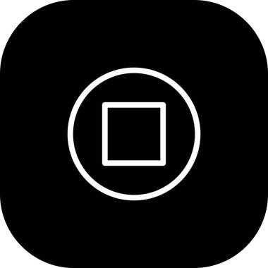 Yuvarlak Kenarlı Beyaz Arkaplan Siyah Durak Simgesi