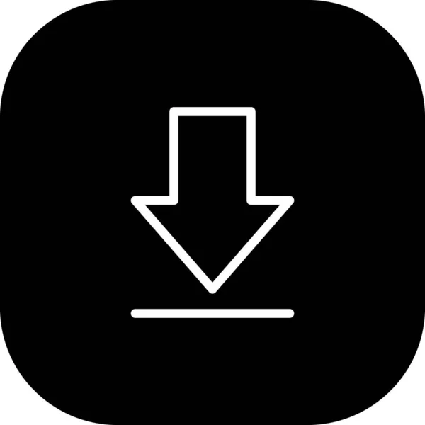 Round Edged Black Download Icon with White Background — стоковый вектор
