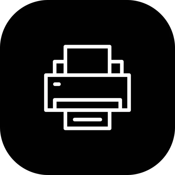 Στρογγυλό μαύρο εικονίδιο εκτυπωτή με λευκό φόντο — Διανυσματικό Αρχείο