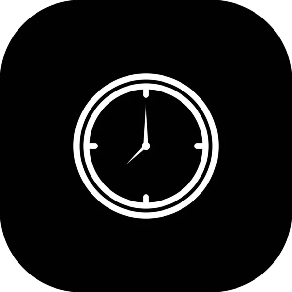 Icono de reloj negro de borde redondo con fondo blanco — Vector de stock