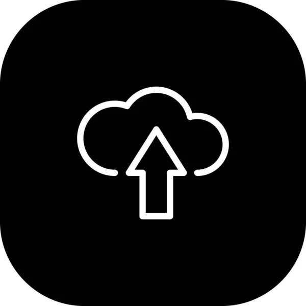 Στρογγυλή κόψη μαύρο ανέβασμα εικονίδιο σύννεφο με λευκό φόντο — Διανυσματικό Αρχείο