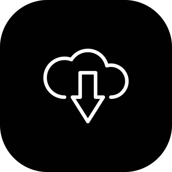 Round Edged Black Downloading Cloud Icon With White Background — Stock vektor