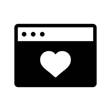  Arkaplanda Glyph Kalp Tarayıcı simgesi izole edildi 