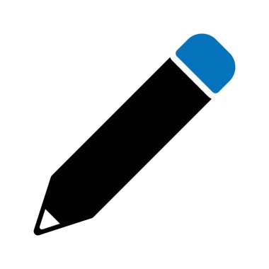 Arkaplanda siyah ve mavi kalem simgesi izole edildi