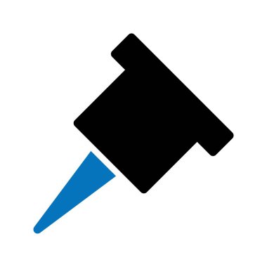 Arkaplanda siyah ve mavi başparmak iğnesi simgesi izole edildi