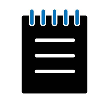 Arkaplanda Siyah ve Mavi Not Defteri simgesi izole edildi