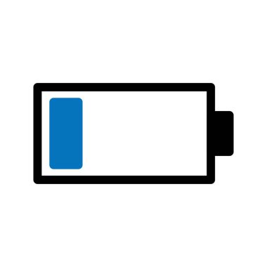 Siyah ve Mavi Kabartma Batarya Düşük simge arkaplanda izole