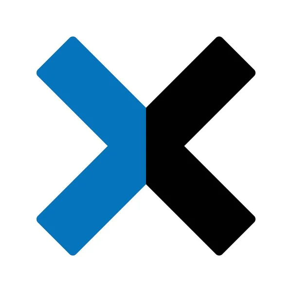 Glyphe noir et bleu Annuler icône isolée sur fond — Image vectorielle