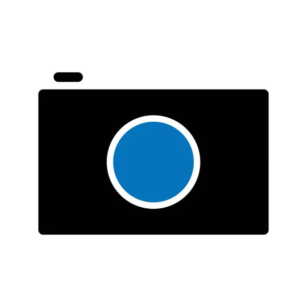 Чорний і синій гліф фотоапарат ізольовані на фоні — стоковий вектор