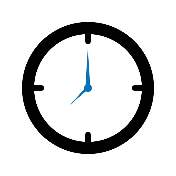 Icono de reloj de glifos negro y azul aislado en el fondo — Vector de stock