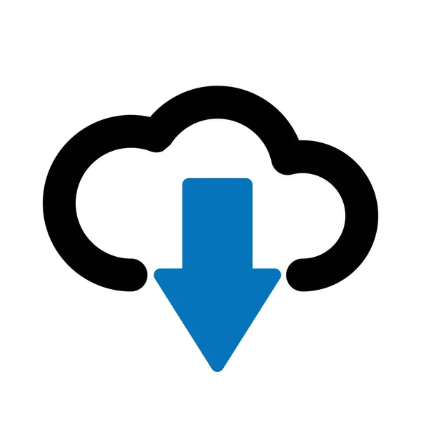 Black And Blue Glyph Descargar icono de nube aislado en el fondo — Archivo Imágenes Vectoriales