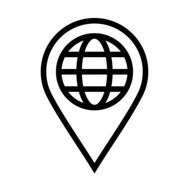 Web uygulama arayüzünde kullanılacak beyaz arkaplan üzerindeki Genel Konum Simgesi. Ayrıca seyahat ve turizm sektöründe de kullanılabilir..