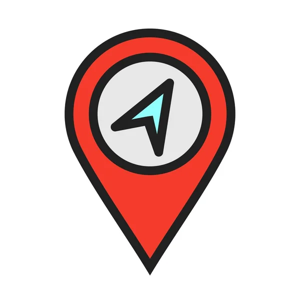 Navigation Arrow Location Line Filled Icon White Background Use Web — 스톡 벡터