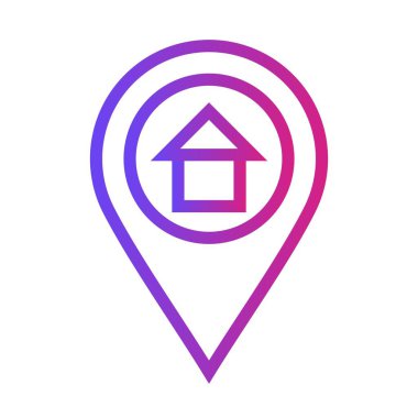 Gradient house residential Location Icon on a white background to use in the web application interface. It can also be used for the travel and tourism industry.