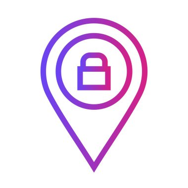 Gradient security padlock Location Icon on a white background to use in the web application interface. It can also be used for the travel and tourism industry.