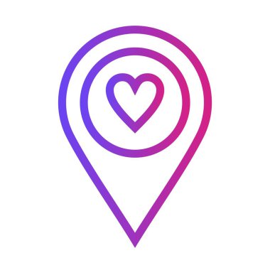 Gradient heart favorite Location Icon on a white background to use in the web application interface. It can also be used for the travel and tourism industry.