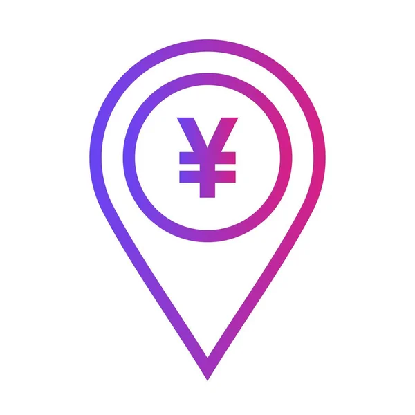 Gradient Bank Atm Yen Currency Location Icon White Background Use — ストックベクタ