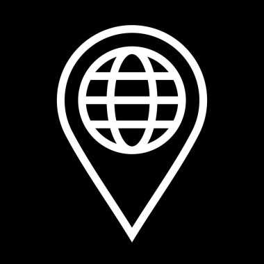Web uygulama arayüzünde kullanılacak Siyah Küresel Konum Simgesi. Ayrıca seyahat ve turizm sektöründe de kullanılabilir..