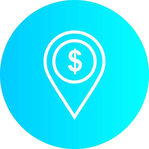 Blue Gradient Bank Atm Dollar Currency Carte Emplacement Icône Sur — Image vectorielle
