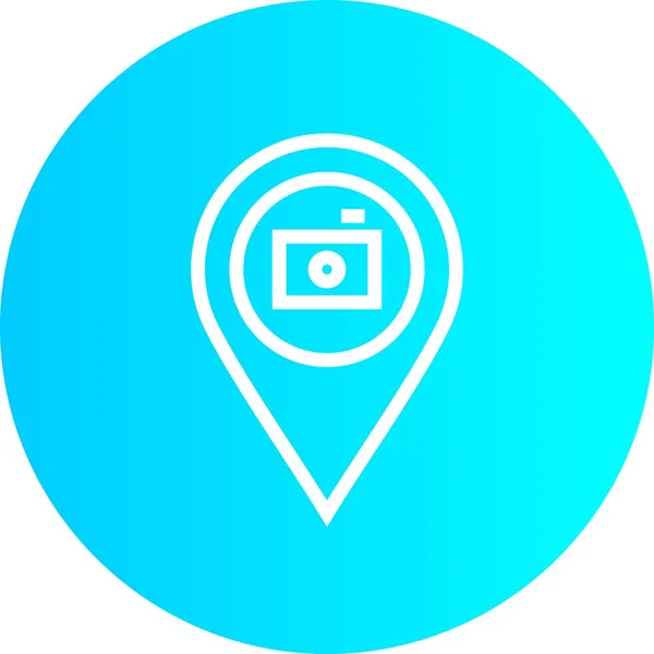 蓝色渐变摄影地图在白色背景上的位置图标 用于网络应用界面 它也可用于旅游和旅游业 — 图库矢量图片