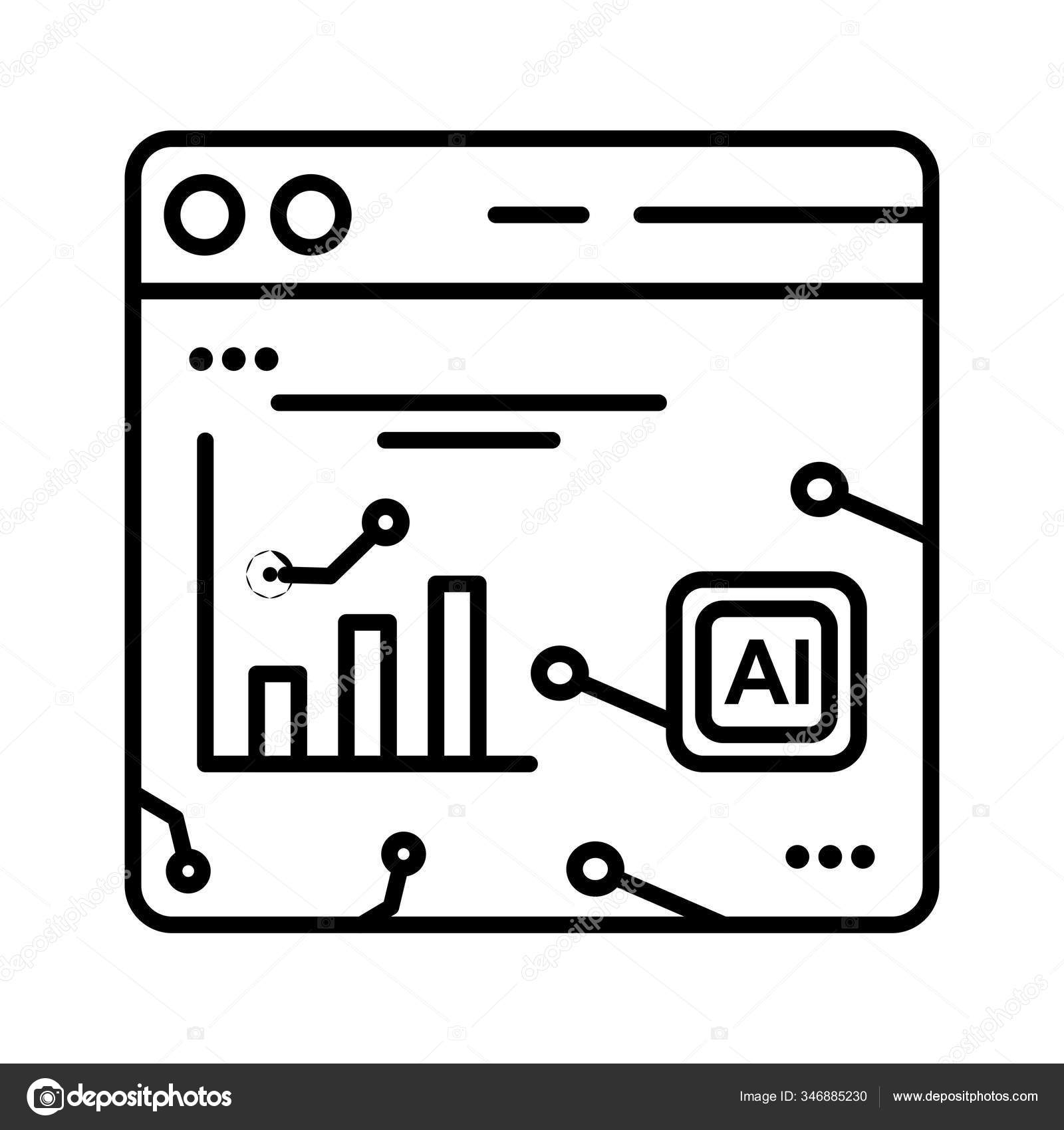인공지능 자동으로 아이콘을 사용하여 마케팅 도구로 사용하거나 사이트나 아이콘처럼 간단하게 스톡 벡터 - ©PixelChasers  346885230
