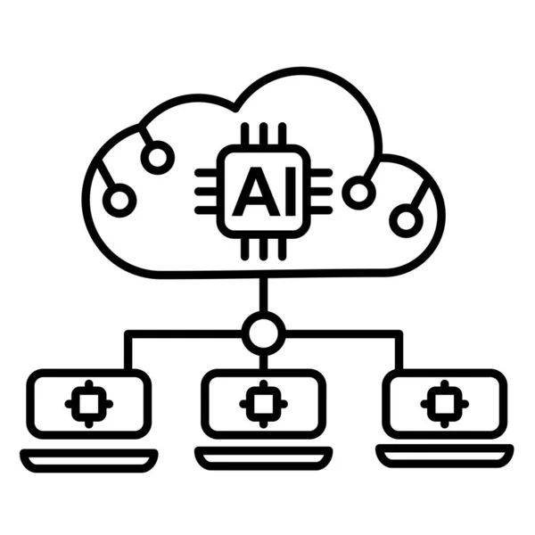 Inteligencia Artificial Impulsado Por Icono Red Big Data Para Ser Vector de stock