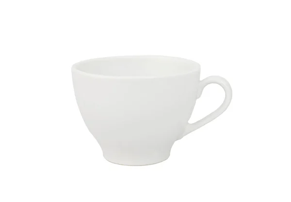 Beyaz seramik çay fincanı. Kes.