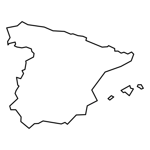 Mapa de contorno negro de España — Vector de stock