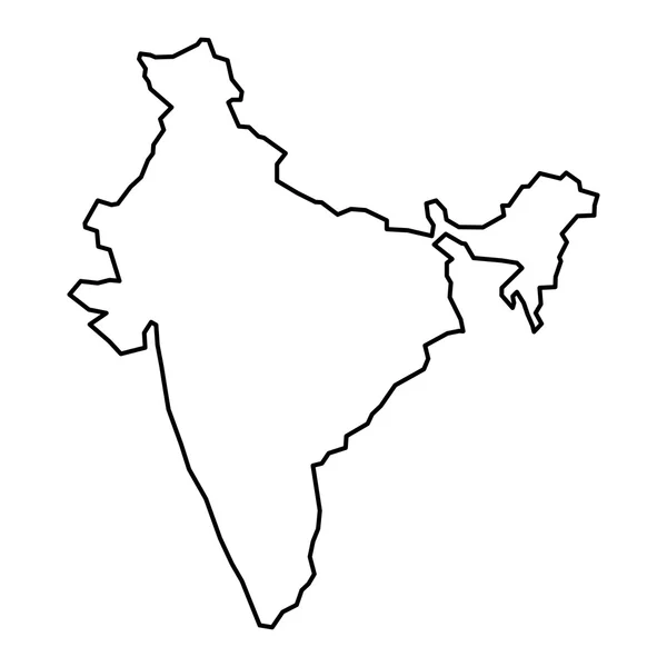 Zwarte contour kaart van India — Stockvector