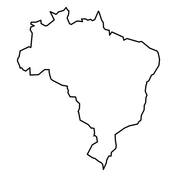 Zwarte contour kaart van Brazilië — Stockvector