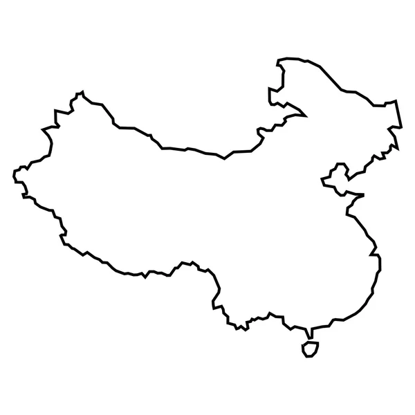 Zwarte contour kaart van China — Stockvector