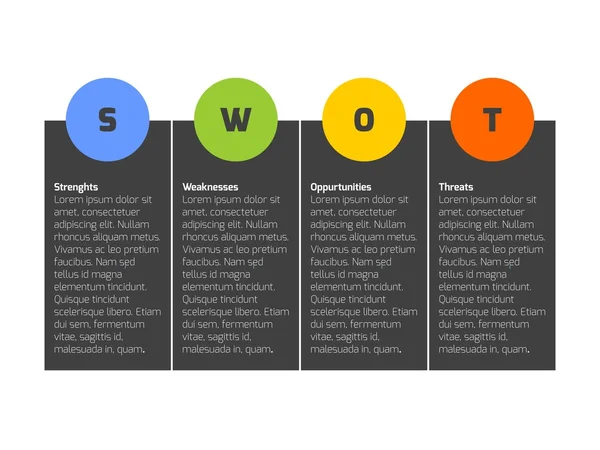 SWOT Business Інфографічна діаграма — стоковий вектор