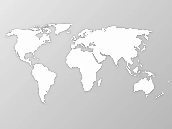 Карта мира с тенью на белом фоне — стоковый вектор