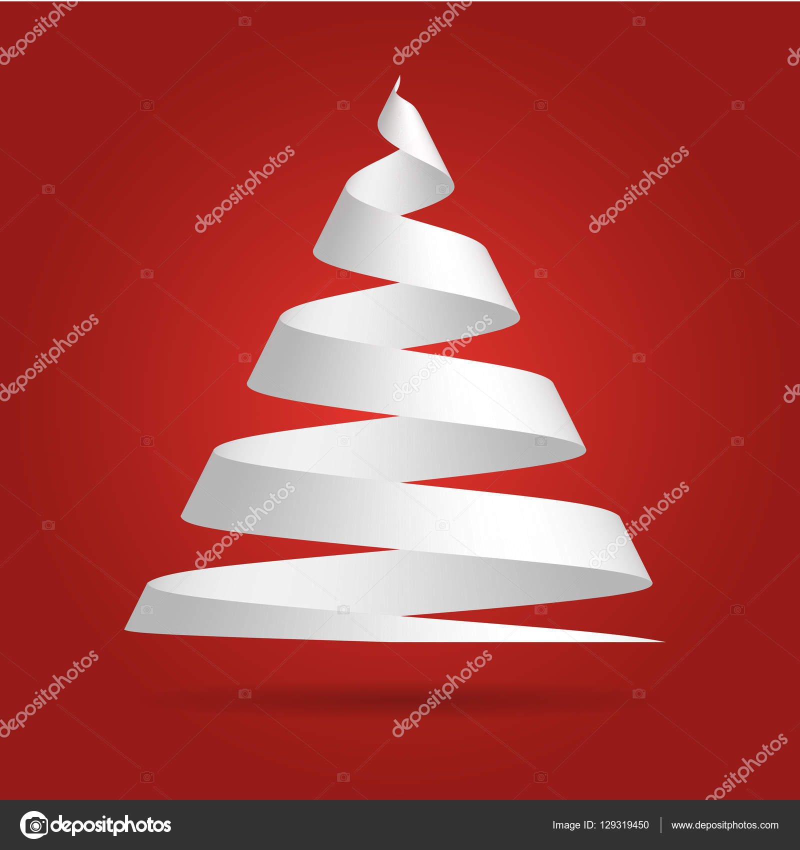 White paper ribbon folded in a shape of Christmas tree Stock Vector