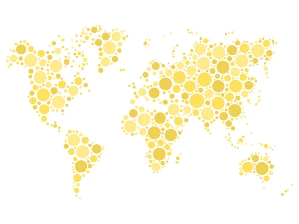 Světová mapa mozaika žluté tečky — Stockový vektor