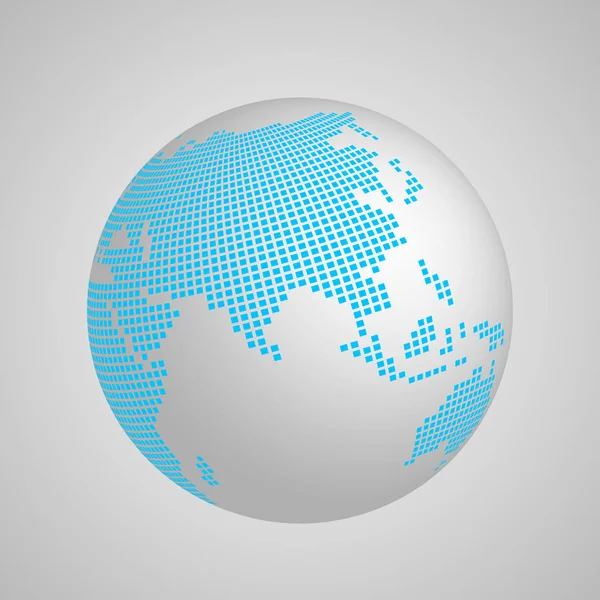 Векторная планета Земля земной шар с голубой квадратной картой континента Азия — стоковый вектор