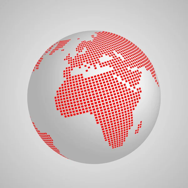 Векторная планета Земля земной шар с красной квадратной картой континентов Европа и Африка — стоковый вектор