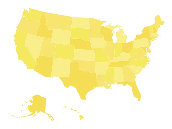 Κενό διανυσματικό χάρτη των ΗΠΑ σε τέσσερις αποχρώσεις του μπλε — Διανυσματικό Αρχείο