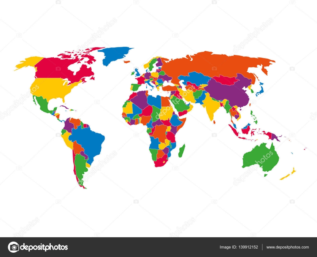 Multi Colored Blank Political Vector Map Of World With National Borders Of Countries On White Background Stock Vector Image By C Pyty