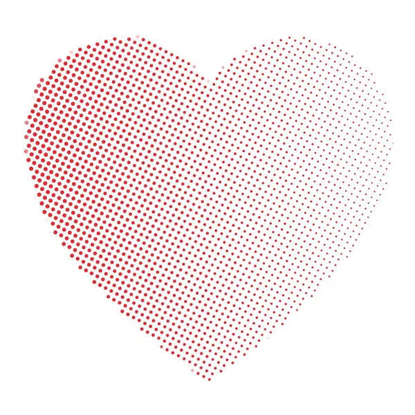 Coeur pointillé en arrangement linéaire. Thème Saint-Valentin. Illustration vectorielle simple de dégradé de demi-tons — Image vectorielle