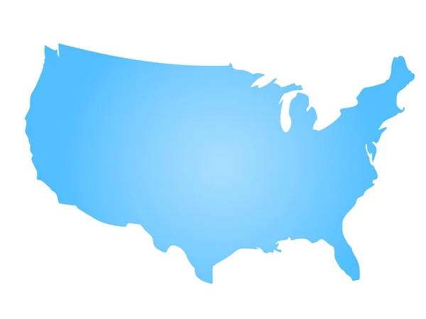 Blue radial gradient silhouette map of United States of America, aka USA. Ilustración vectorial — Vector de stock