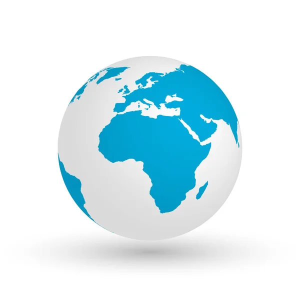 3D земной шар. Векторная EPS10 иллюстрация силуэта планеты с голубыми континентами. Фокусируясь на Африке — стоковый вектор