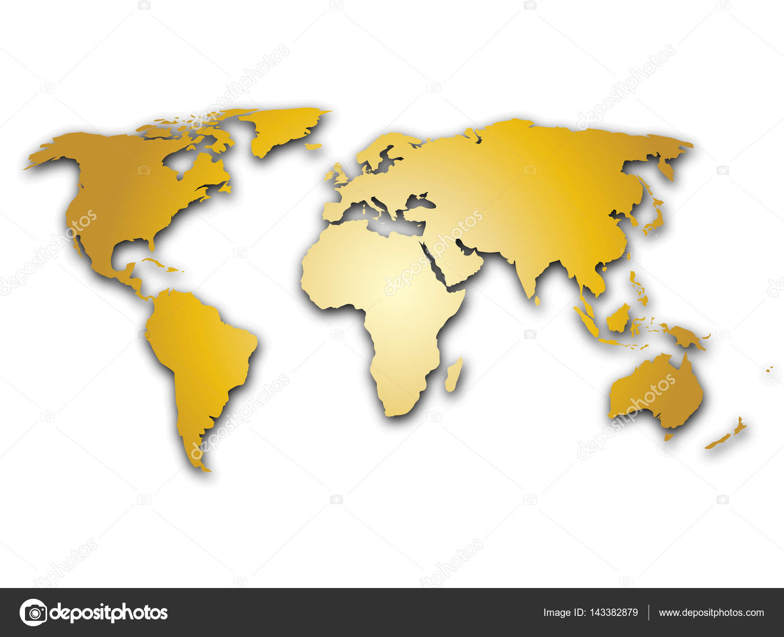 Mundo oro mapa silhoutte. Metal diseño con sombra sobre ... Mundo oro mapa silhoutte. Metal diseño con sombra sobre ...