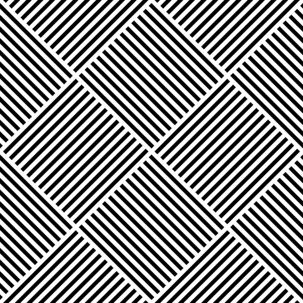 Векторный абстрактный геометрический бесшовный шаблон. Плетение текстильной ткани с чёрно-белыми пересечёнными прямыми линиями. Проверка текстуры фона в диагональном расположении — стоковый вектор