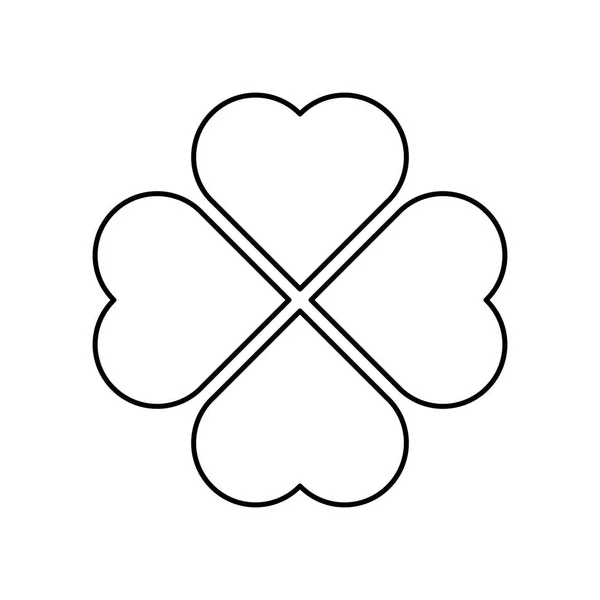 Silueta Shamrock - contorno negro icono de trébol de cuatro hojas. Buena suerte elemento de diseño tema. Ilustración simple vector de forma geométrica — Vector de stock