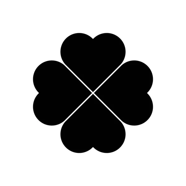 Силуэт трилистника - черная четырехлистная икона клевера. Удачи элемент дизайна темы. Простая геометрическая векторная иллюстрация — стоковый вектор
