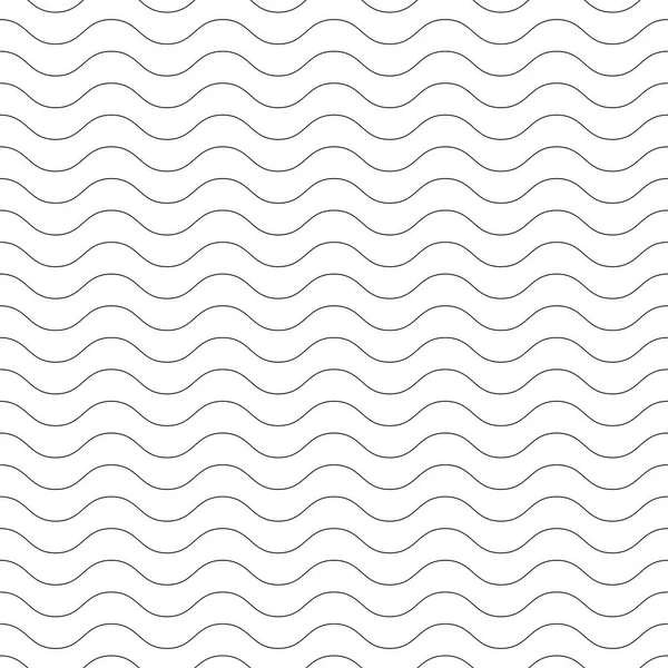 Бесшовный волнистый рисунок. Черные тонкие линии на белом фоне. Морская, морская и водная тематика. Векторная иллюстрация — стоковый вектор