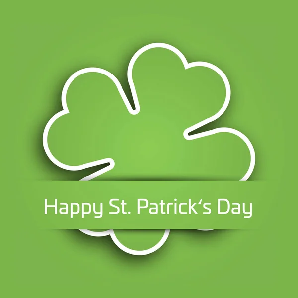 Cut out four leaf clover attached in the green paper pocket. St Patricks Day card with text label. EPS10 vector illustration — Stock Vector