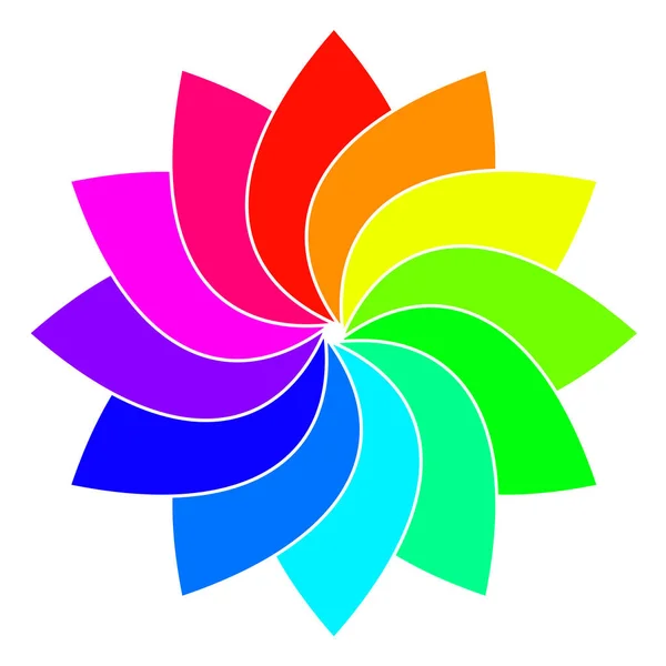 Rainbow spectrum color wheel. Children wind vane vector illustration — Stock Vector