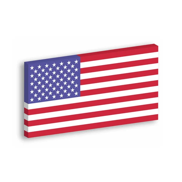 USA 3D flag hanging on the white wall withg dropped shadow. United States of America — Stock Vector